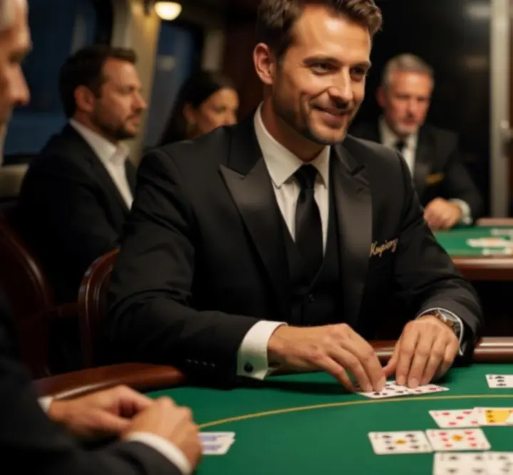 Profesjonalni krupierzy obsługujący mobilne stoły pokerowe