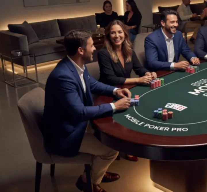 Pokerowy stół przygotowany na mobilny wieczór pokerowy 