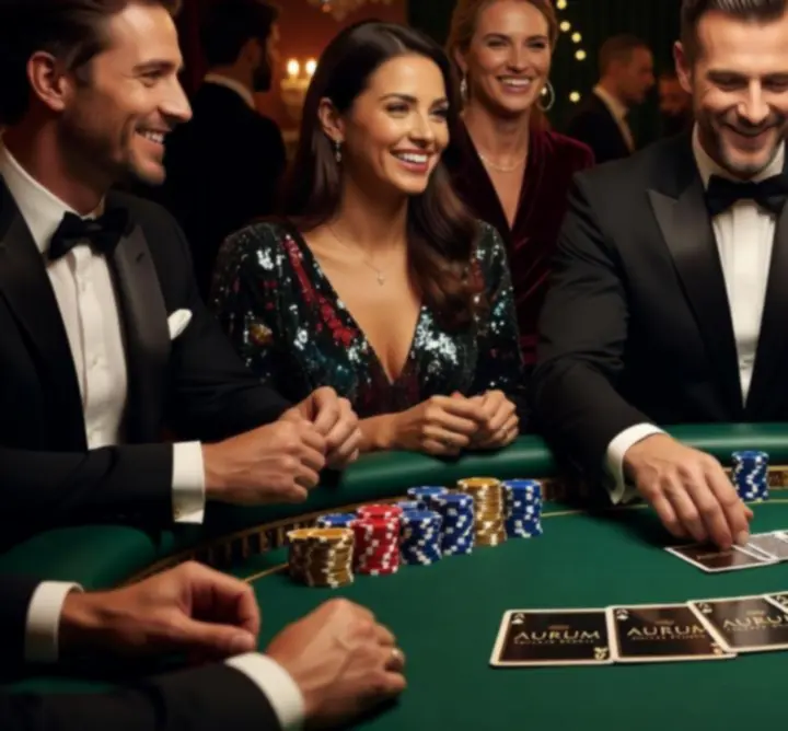 Stół do pokera przygotowany na wyjazdowy wieczór pokerowy